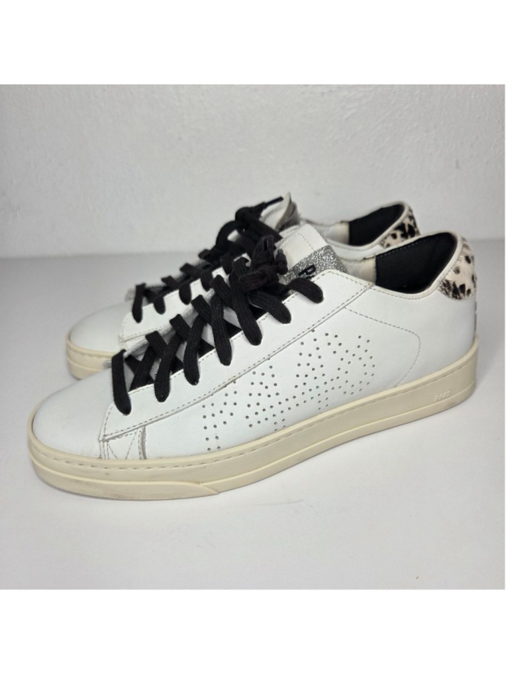 P448 John Low Top Sneakers White Animal Print Neon Women's Size 39 US 8.5 - Picture 6 of 13